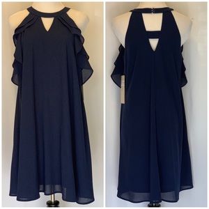 Doe & Rae NWT Sample Navy Mini Dress Ruffles